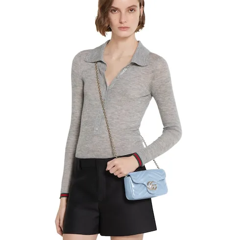 Alternative view of Gucci Marmont Mini Shoulder Bag / Light Blue Palladium Hardware