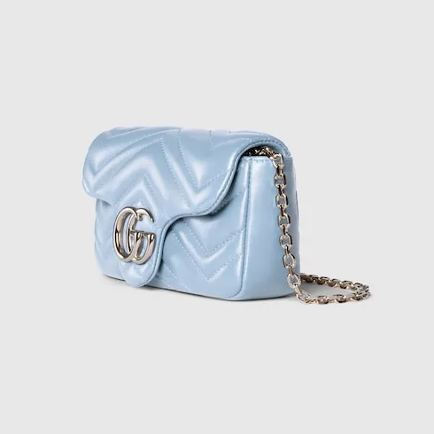 Gucci Marmont Mini Shoulder Bag / Light Blue Palladium Hardware - Image 5