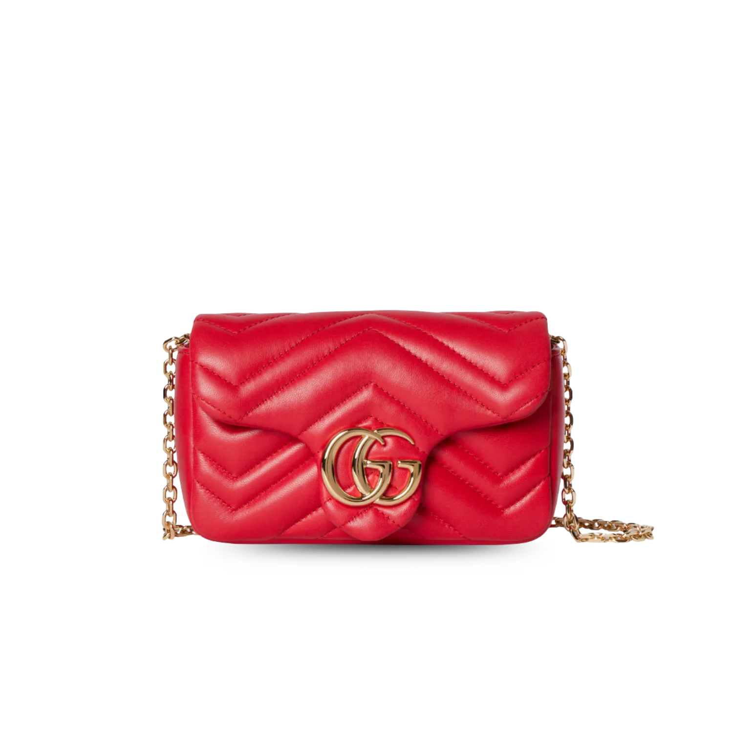 Gucci Marmont Mini Shoulder Bag / Bright Red Gold Hardware