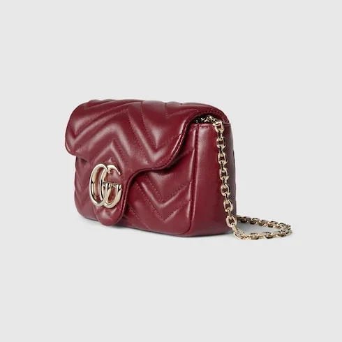 Gucci Marmont Mini Shoulder Bag / Rosso Ancora Red Gold Hardware - Image 4