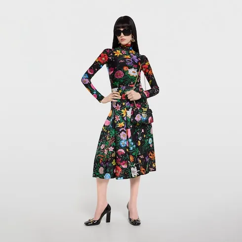 Alternative view of Gucci Marmont Mini Shoulder Bag / Black/ Multicolor Flora Gold Hardware