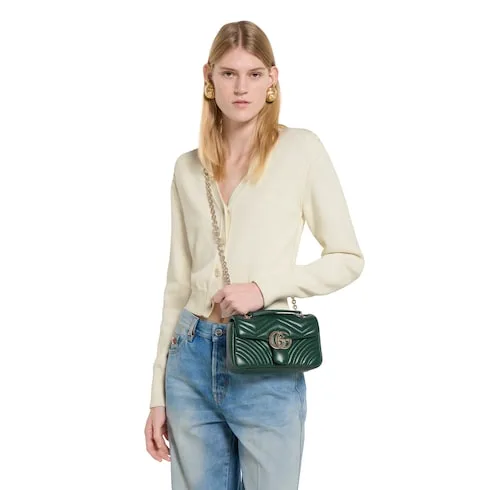 Alternative view of Gucci Marmont Small Shoulder Bag / Green Gold Hardware