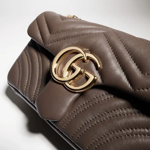 Gucci Marmont Small Shoulder Bag / Dark Taupe Gold Hardware - Image 10
