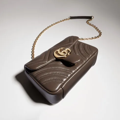 Gucci Marmont Small Shoulder Bag / Dark Taupe Gold Hardware - Image 7