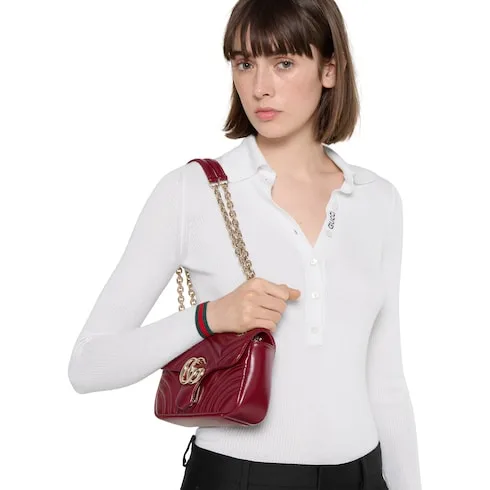 Gucci Marmont Small Shoulder Bag / Rosso Ancora Red Gold Hardware - Image 3