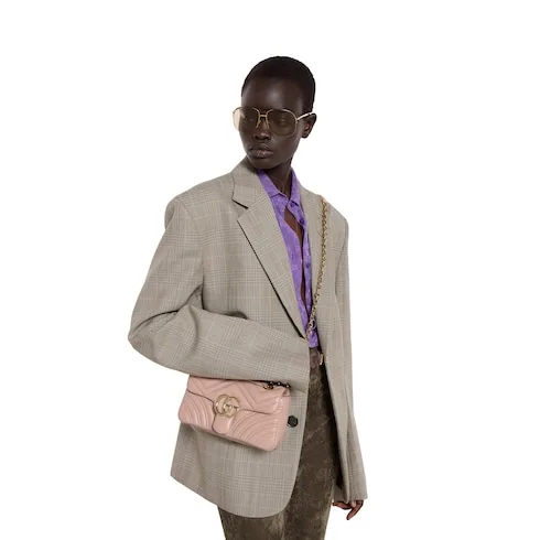 Gucci Marmont Small Shoulder Bag / Pink Beige Gold Hardware - Image 4