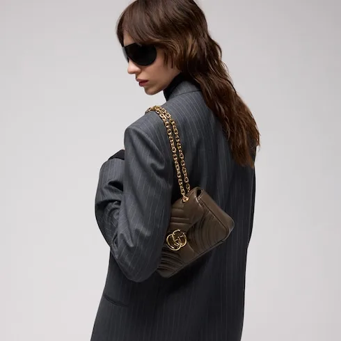 Alternative view of Gucci Marmont Small Shoulder Bag / Dark Taupe Gold Hardware