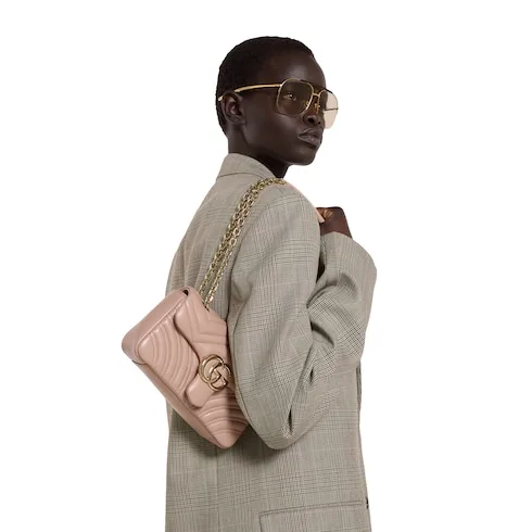 Alternative view of Gucci Marmont Small Shoulder Bag / Pink Beige Gold Hardware
