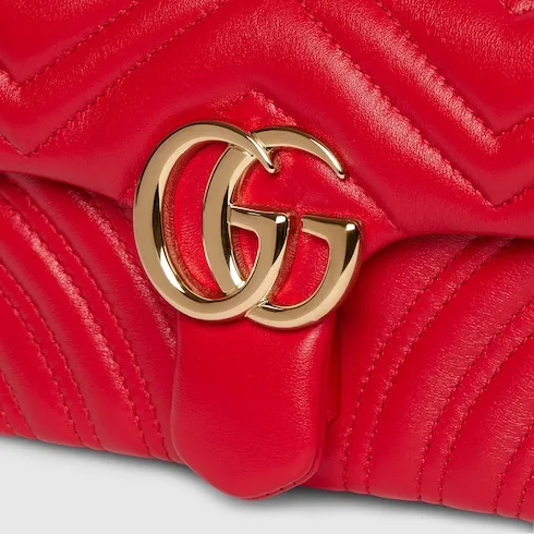 Gucci Marmont Small Shoulder Bag / Bright Red Gold Hardware - Image 8