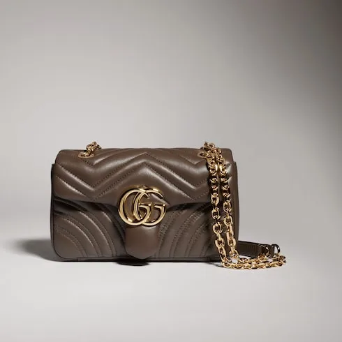 Gucci Marmont Small Shoulder Bag / Dark Taupe Gold Hardware - Image 4