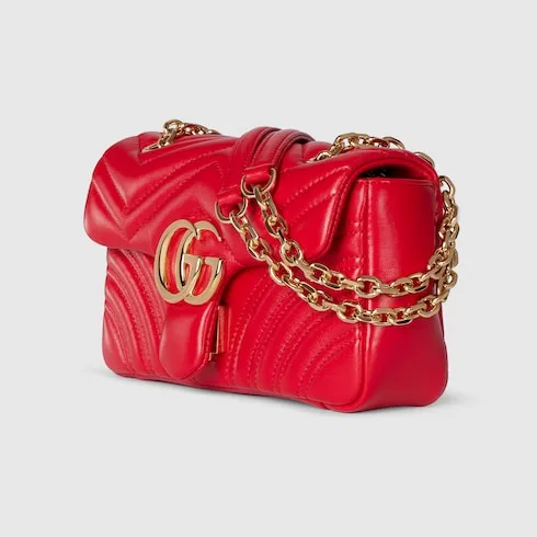 Gucci Marmont Small Shoulder Bag / Bright Red Gold Hardware - Image 5