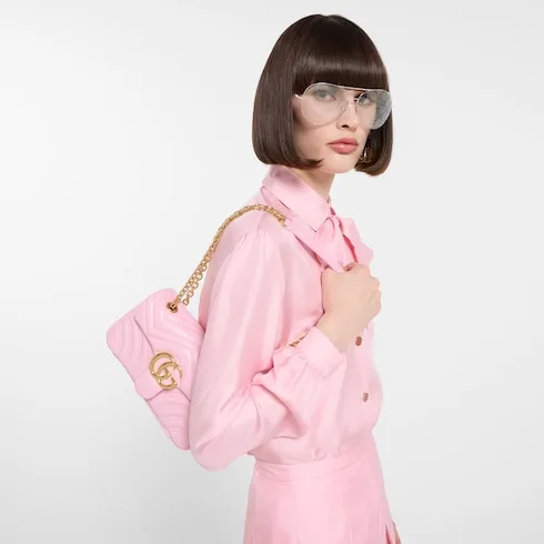 Alternative view of Gucci Marmont Small Shoulder Bag / Light Pink Gold Hardware