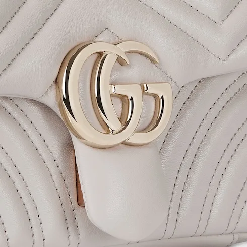 Gucci Marmont Small Shoulder Bag / Light Grey Gold Hardware - Image 9