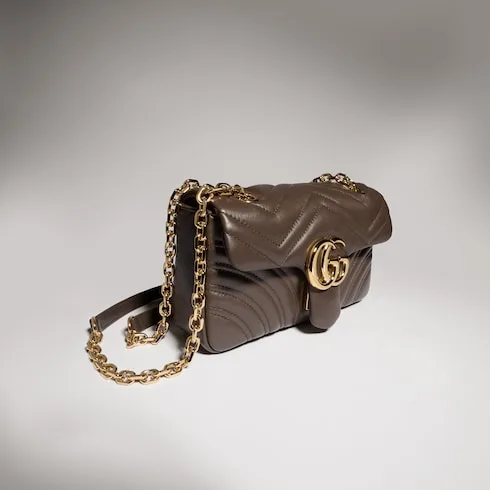 Gucci Marmont Small Shoulder Bag / Dark Taupe Gold Hardware - Image 5