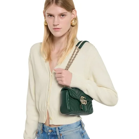 Gucci Marmont Small Shoulder Bag / Green Gold Hardware - Image 3