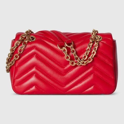 Gucci Marmont Small Shoulder Bag / Bright Red Gold Hardware - Image 6