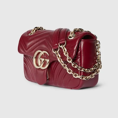 Gucci Marmont Small Shoulder Bag / Rosso Ancora Red Gold Hardware - Image 5