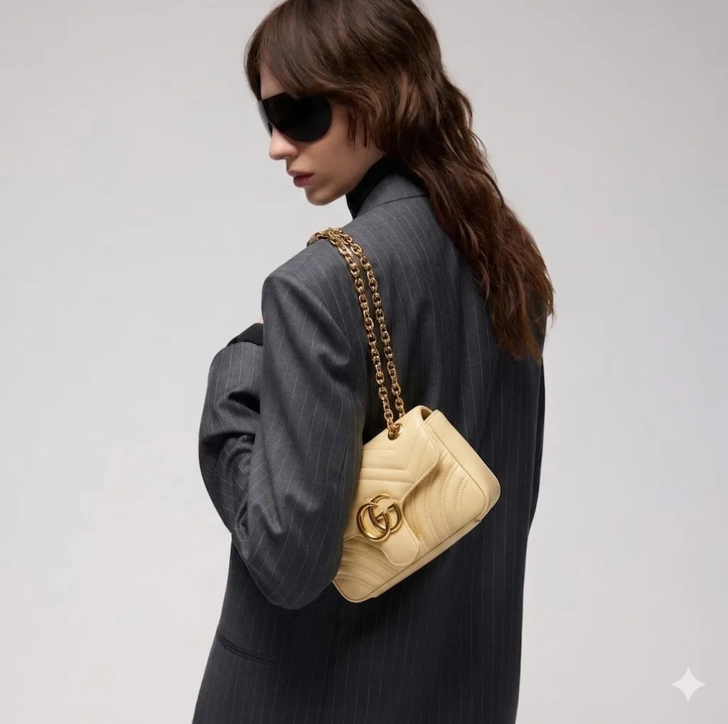 Alternative view of Gucci Marmont Small Shoulder Bag / Light Yellow Gold Hardware