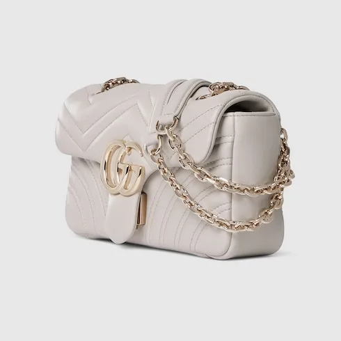 Gucci Marmont Small Shoulder Bag / Light Grey Gold Hardware - Image 6