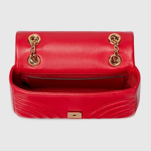 Gucci Marmont Small Shoulder Bag / Bright Red Gold Hardware - Image 7