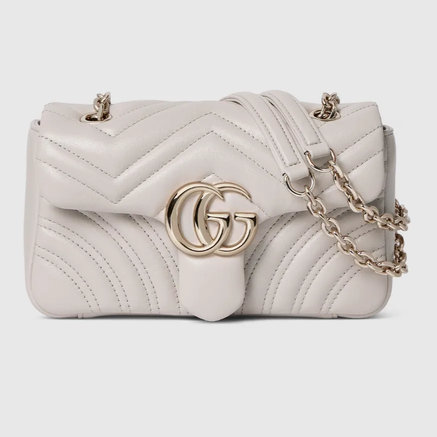 Gucci Marmont Small Shoulder Bag / Light Grey Gold Hardware - Image 5
