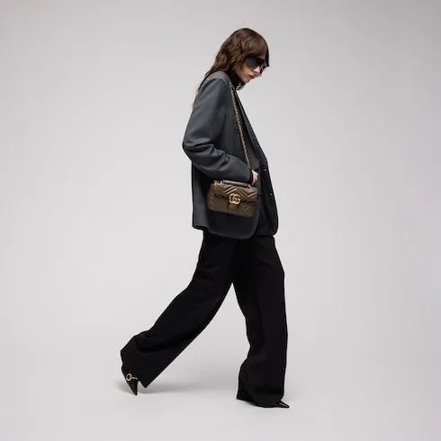 Gucci Marmont Small Shoulder Bag / Dark Taupe Gold Hardware - Image 3