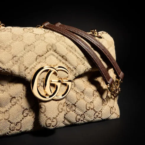 Gucci Marmont Small Shoulder Bag / Sand/ Dark Brown Gold Hardware - Image 8