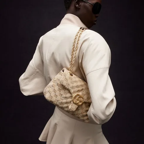 Gucci Marmont Small Shoulder Bag / Sand/ Dark Brown Gold Hardware - Image 2