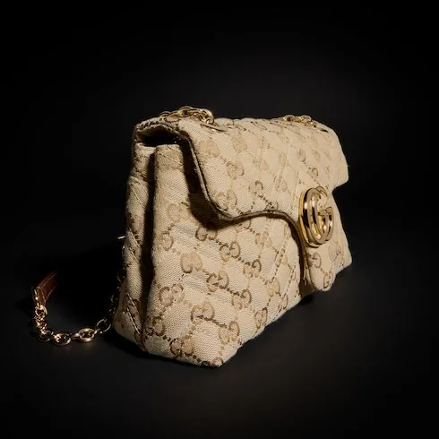 Gucci Marmont Small Shoulder Bag / Sand/ Dark Brown Gold Hardware - Image 5