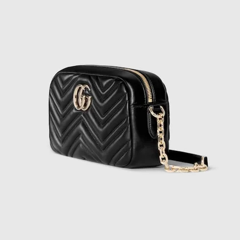 Gucci Marmont Camera Small Shoulder Bag / Black Gold Hardware - Image 5