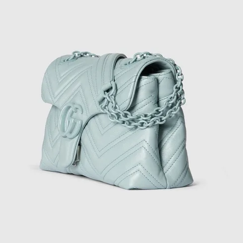 Gucci Marmont Small Shoulder Bag / Icy Blue Matelasse Light Blue Hardware - Image 6