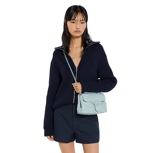 Alternative view of Gucci Marmont Small Shoulder Bag / Icy Blue Matelasse Light Blue Hardware