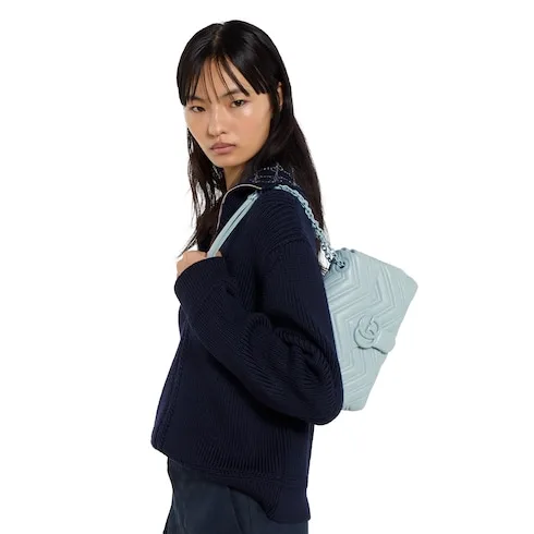 Gucci Marmont Small Shoulder Bag / Icy Blue Matelasse Light Blue Hardware - Image 3