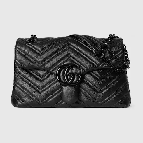 Gucci Marmont Small Shoulder Bag / Black Matelasse Black Hardware - Image 5