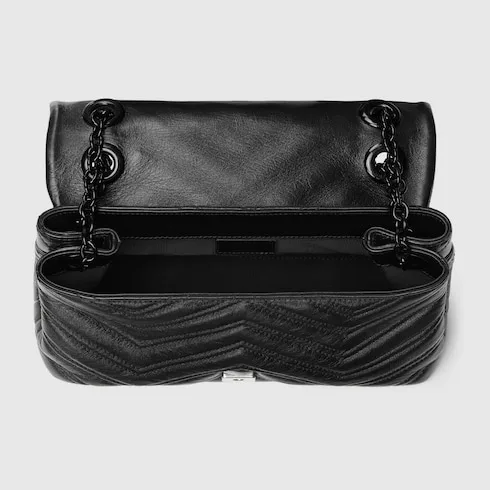 Gucci Marmont Small Shoulder Bag / Black Matelasse Black Hardware - Image 8