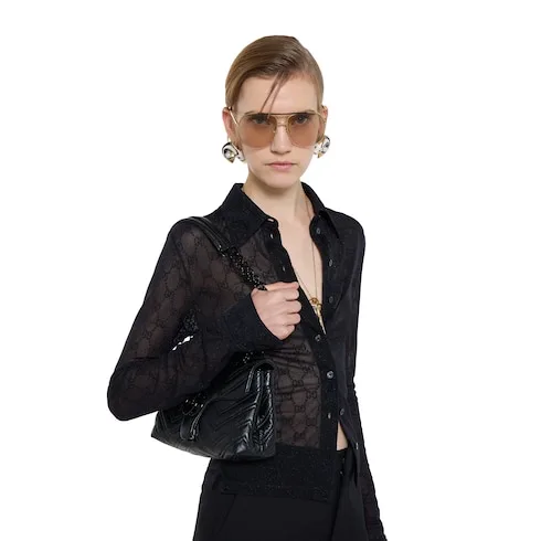 Alternative view of Gucci Marmont Small Shoulder Bag / Black Matelasse Black Hardware