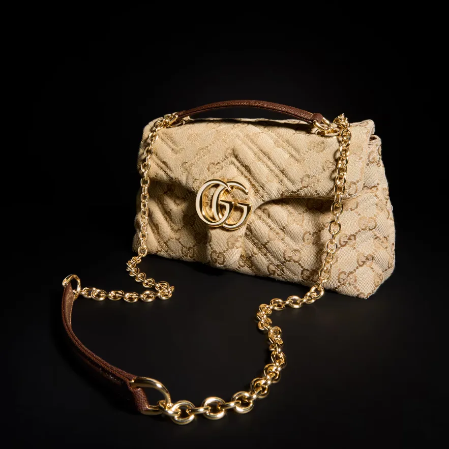 Gucci Marmont Small Shoulder Bag / Sand/ Dark Brown Gold Hardware - Image 4
