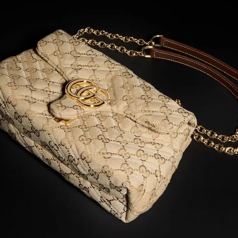 Gucci Marmont Small Shoulder Bag / Sand/ Dark Brown Gold Hardware - Image 7