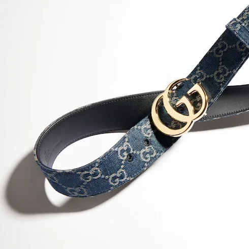 Gucci Marmont Wide Belt Dark Blue Denim - Image 5