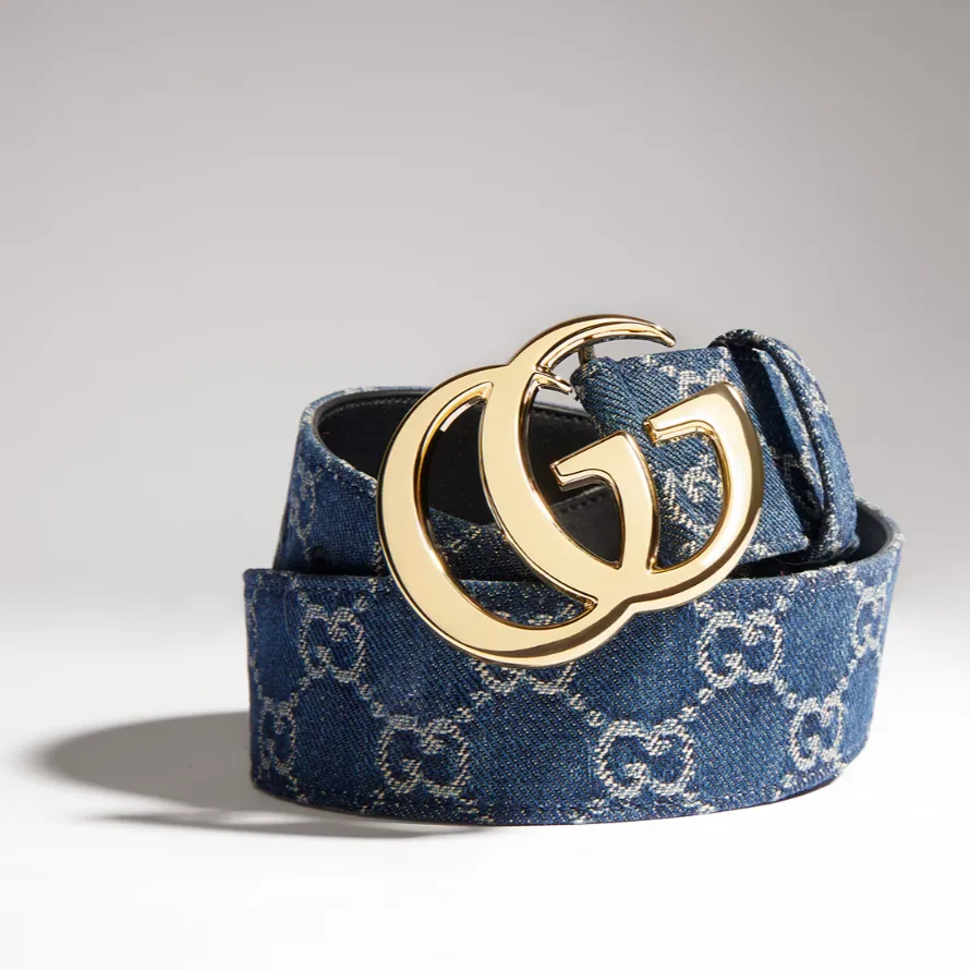 Gucci Marmont Wide Belt Dark Blue Denim - Image 4