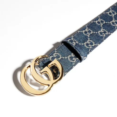 Gucci Marmont Wide Belt Dark Blue Denim - Image 6