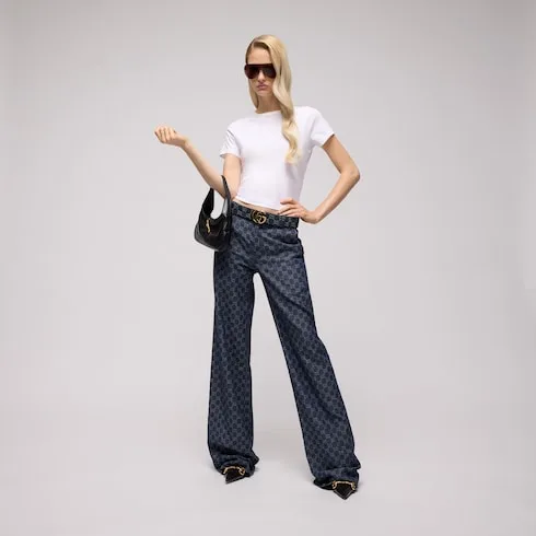 Alternative view of Gucci Marmont Wide Belt Dark Blue Denim