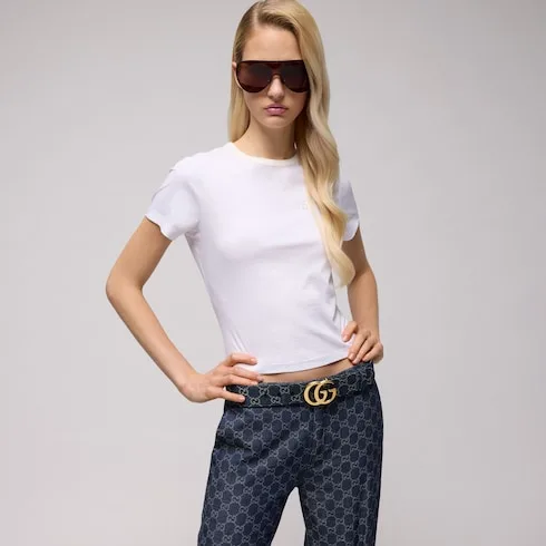 Gucci Marmont Wide Belt Dark Blue Denim - Image 3