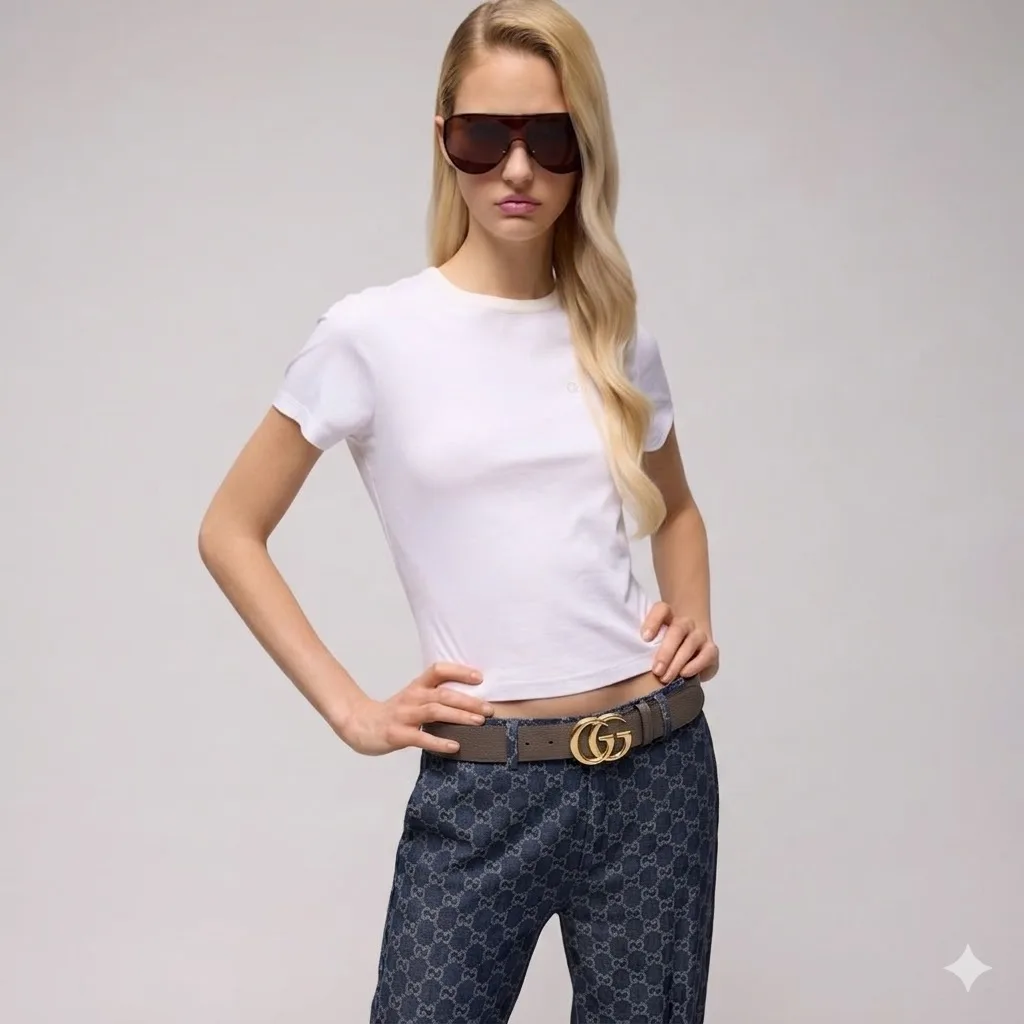 Alternative view of Gucci Marmont Wide Belt Dark Taupe