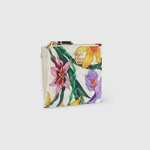 Gucci Marmont Zip Key Pouch / White/ Multicolor Gold Hardware - Image 4