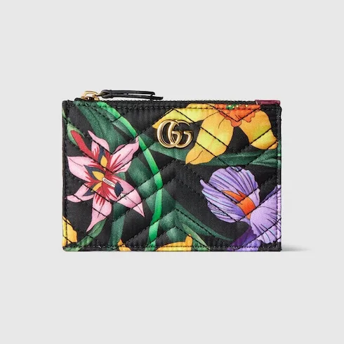Alternative view of Gucci Marmont Zip Key Pouch / Black/ Multicolor Gold Hardware