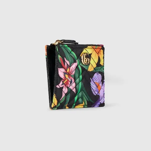 Gucci Marmont Zip Key Pouch / Black/ Multicolor Gold Hardware - Image 4
