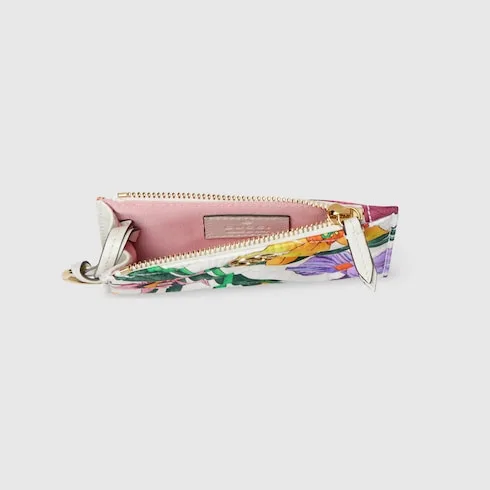 Gucci Marmont Zip Key Pouch / White/ Multicolor Gold Hardware - Image 5