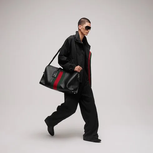 Alternative view of Gucci Mega Web Trademark Large Duffle Bag / Black Palladium Hardware