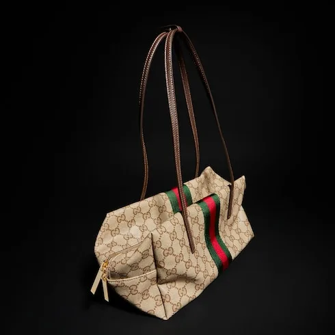 Gucci Melrose Boston Medium Shoulder Bag / Sand/ Dark Brown Gold Hardware - Image 3